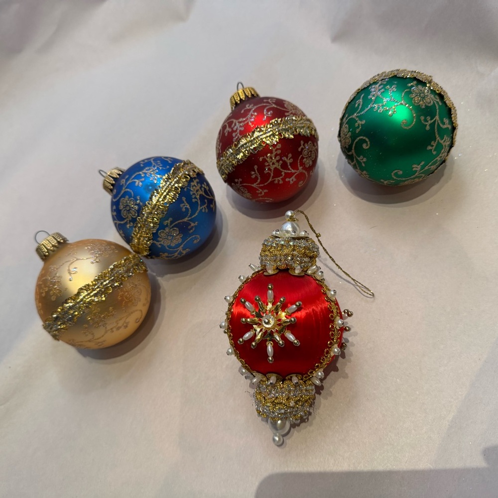 Lot of 5 Vintage Made in West Germany Christmas Holiday Ornaments